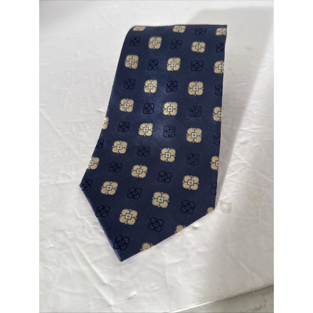 Tasso Elba Mens Dress‎ Tie Size 57.5" 3.75" Blue Geometric Business Formal City